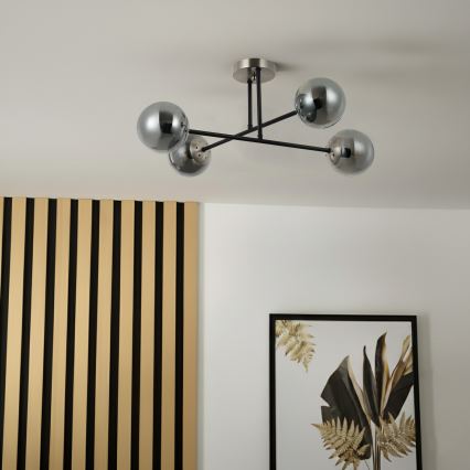 Brilagi - Overflademonteret lysekrone MALIVA 4xE14/15W/230V mat krom/røget