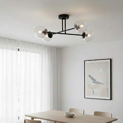 Brilagi - Overflademonteret lysekrone MALIVA 4xE14/15W/230V sort/klar