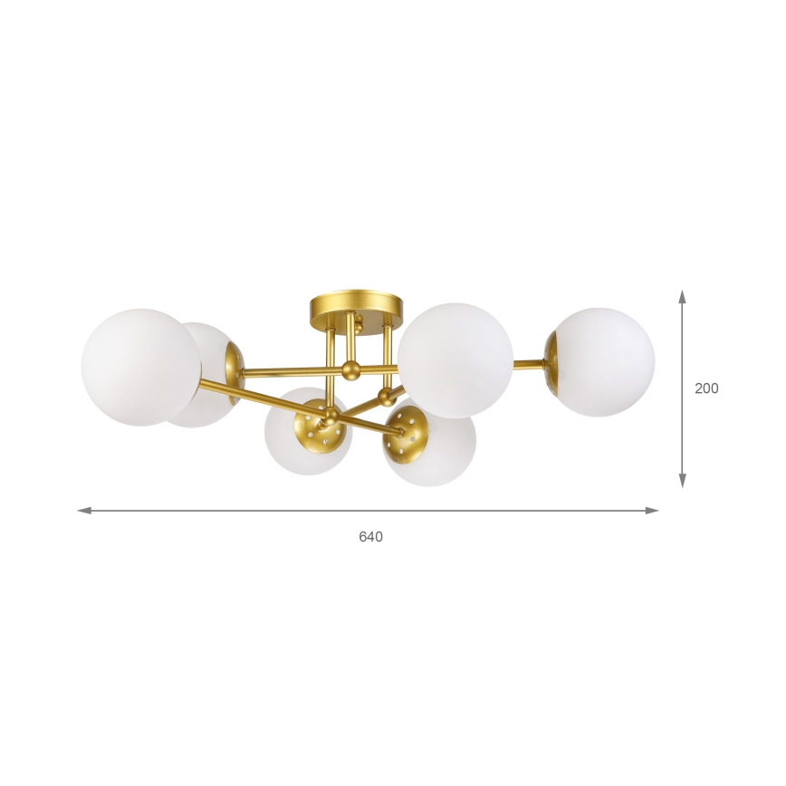 Brilagi - Overflademonteret lysekrone MALIVA 6xE14/15W/230V guld/hvid