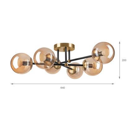 Brilagi - Overflademonteret lysekrone MALIVA 6xE14/15W/230V guld