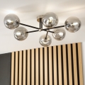 Brilagi - Overflademonteret lysekrone MALIVA 6xE14/15W/230V mat krom/røget glas