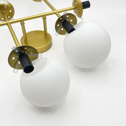 Brilagi - Overflademonteret lysekrone MALONY 6xE14/20W/230V guld