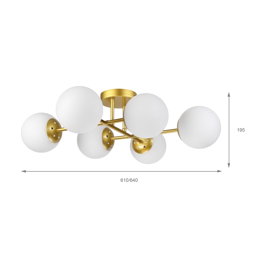 Brilagi - Overflademonteret lysekrone MALONY 6xE14/20W/230V guld