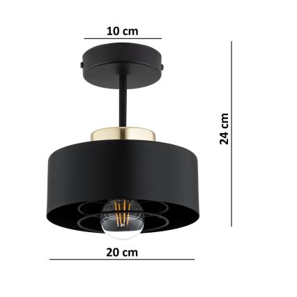 Brilagi - Overflademonteret lysekrone SPRING 1xE27/60W/230V sort/guld