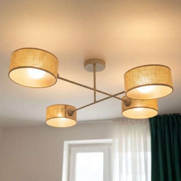 Brilagi - Overflademonteret lysekrone VIRGO 4xE14/40W/230V beige/guld