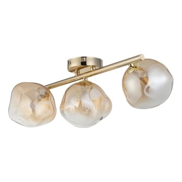 Brilagi - Overflademonteret lysekrone VULCANO 3xG9/8W/230V guld/røget beige