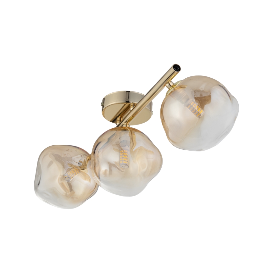 Brilagi - Overflademonteret lysekrone VULCANO 3xG9/8W/230V guld/røget beige