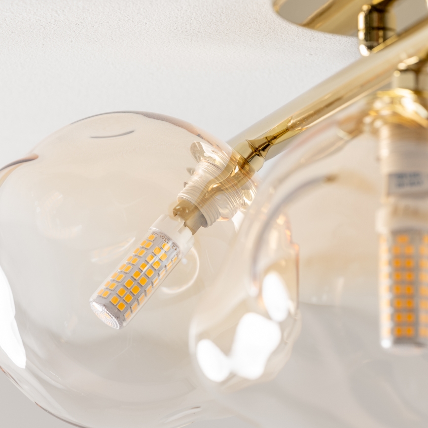 BRILAGI - Overflademonteret lysekrone VULCANO 3xG9/8W/230V guld/røget beige