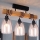 Brilagi - Overflademonteret lysekrone WOOD GLASS 3xE27/60W/230V fyr/sort/røgbeige