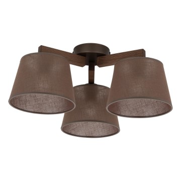 Brilagi - Påbygget loftlampe LATTE 3xE27/60W/230V fyrretræ/brun