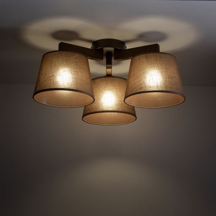 Brilagi - Påbygget loftlampe LATTE 3xE27/60W/230V fyrretræ/brun