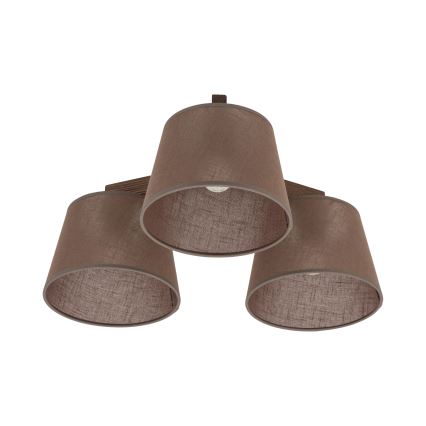 Brilagi - Påbygget loftlampe LATTE 3xE27/60W/230V fyrretræ/brun