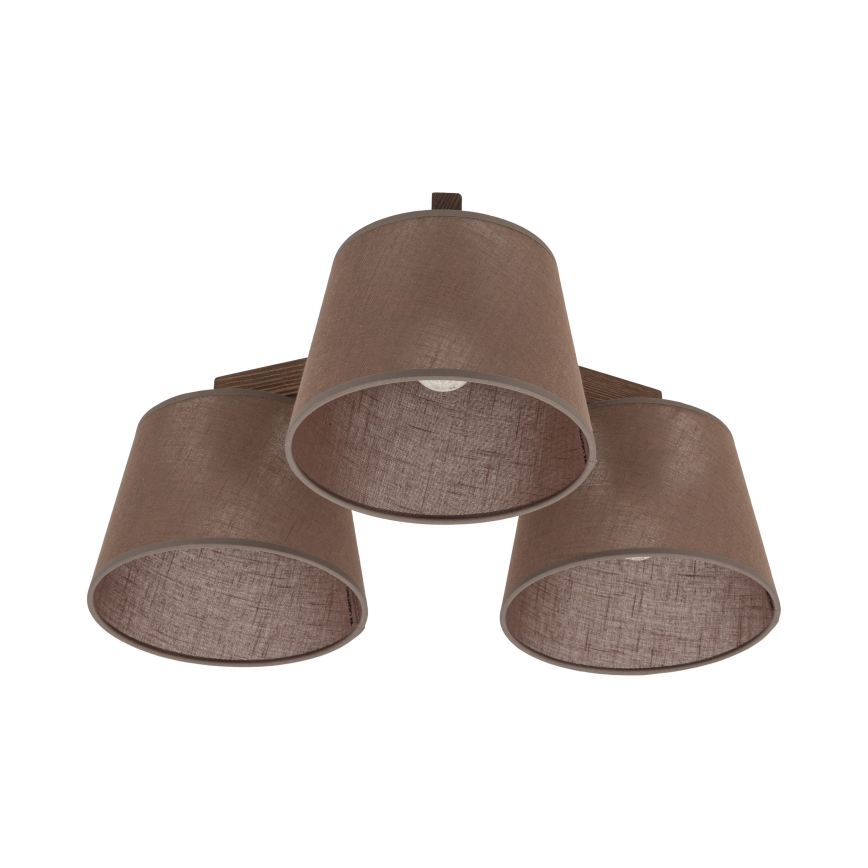 Brilagi - Påbygget loftlampe LATTE 3xE27/60W/230V fyrretræ/brun