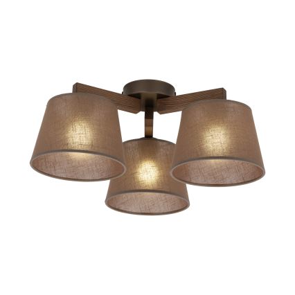 Brilagi - Påbygget loftlampe LATTE 3xE27/60W/230V fyrretræ/brun