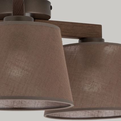 Brilagi - Påbygget loftlampe LATTE 3xE27/60W/230V fyrretræ/brun