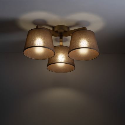 Brilagi - Påbygget loftlampe LATTE SABIA 3xE27/15W/230V fyrretræ/brun