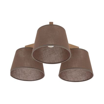 Brilagi - Påbygget loftlampe LATTE SABIA 3xE27/15W/230V fyrretræ/brun