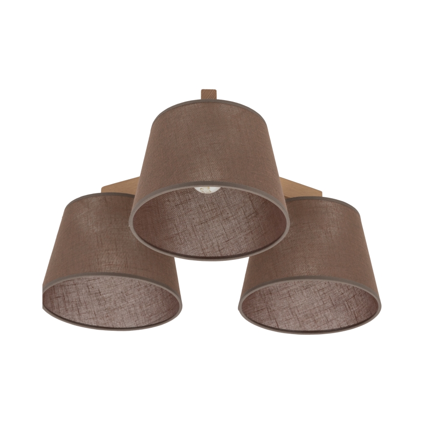 Brilagi - Påbygget loftlampe LATTE SABIA 3xE27/15W/230V fyrretræ/brun