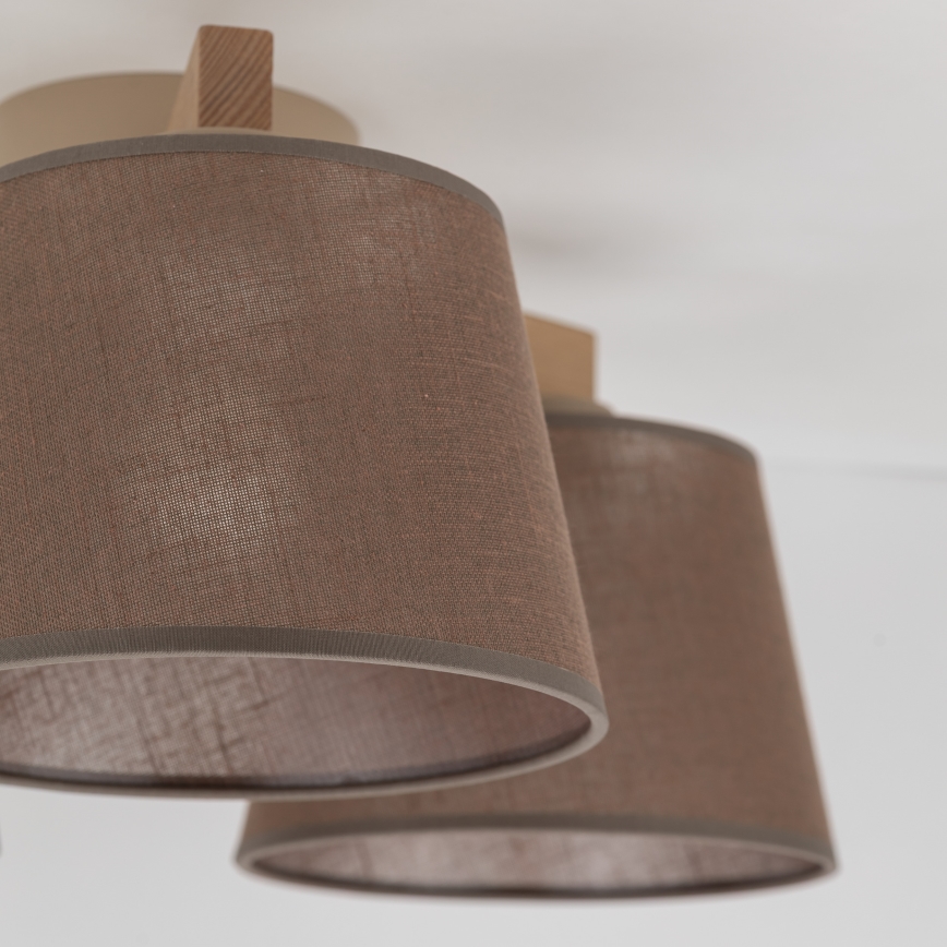 Brilagi - Påbygget loftlampe LATTE SABIA 3xE27/15W/230V fyrretræ/brun