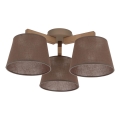 Brilagi - Påbygget loftlampe LATTE SABIA 3xE27/60W/230V fyrretræ/brun