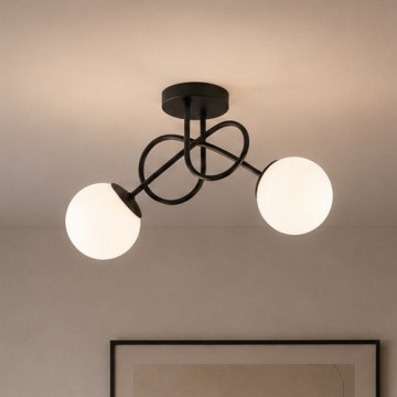 Brilagi - Påbygget loftlampe MILO 2xE27/60W/230V sort