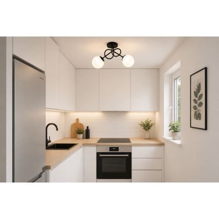 Brilagi - Påbygget loftlampe MILO 2xE27/60W/230V sort