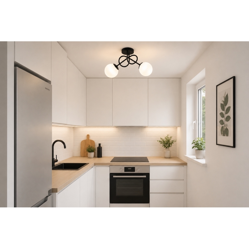 Brilagi - Påbygget loftlampe MILO 2xE27/60W/230V sort