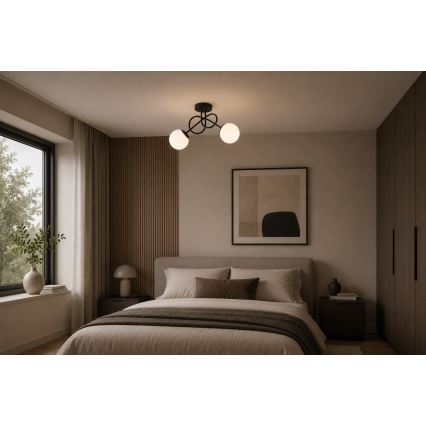Brilagi - Påbygget loftlampe MILO 2xE27/60W/230V sort