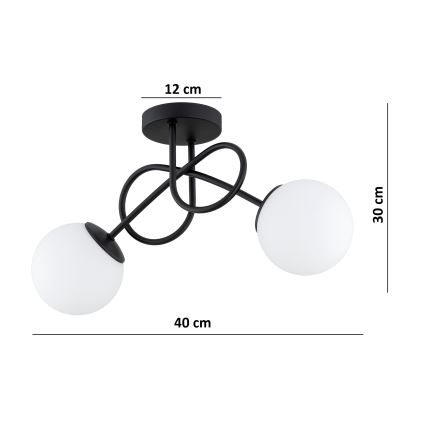 Brilagi - Påbygget loftlampe MILO 2xE27/60W/230V sort
