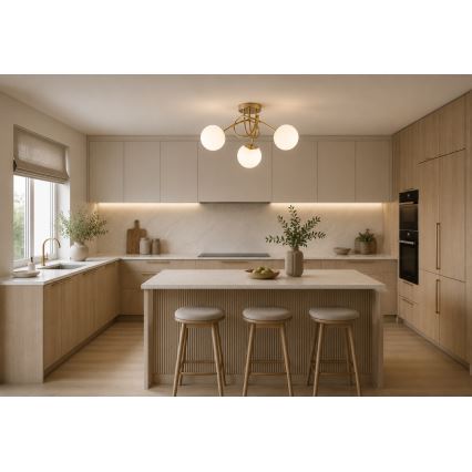 Brilagi - Påbygget loftlampe MILO 3xE27/60W/230V guld