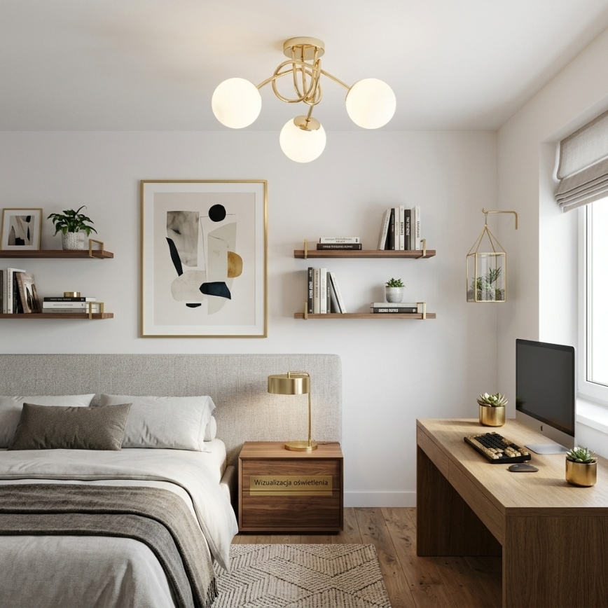 Brilagi - Påbygget loftlampe MILO 3xE27/60W/230V guld