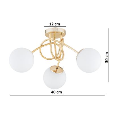 Brilagi - Påbygget loftlampe MILO 3xE27/60W/230V guld