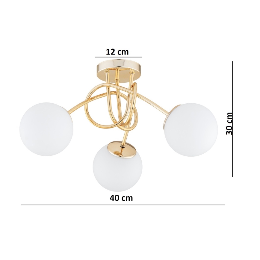 Brilagi - Påbygget loftlampe MILO 3xE27/60W/230V guld