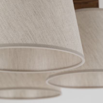 Brilagi - Påbygget lysekrone LATTE 5xE27/15W/230V fyrretræ/creme