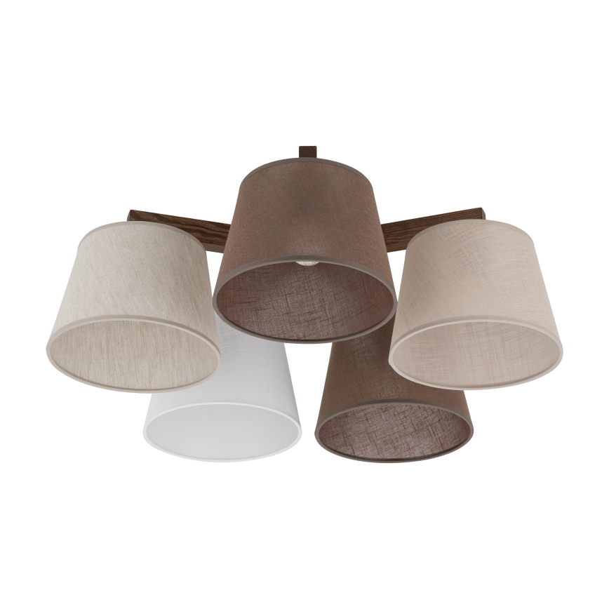 Brilagi - Påbygget lysekrone LATTE 5xE27/15W/230V fyrretræ/mix