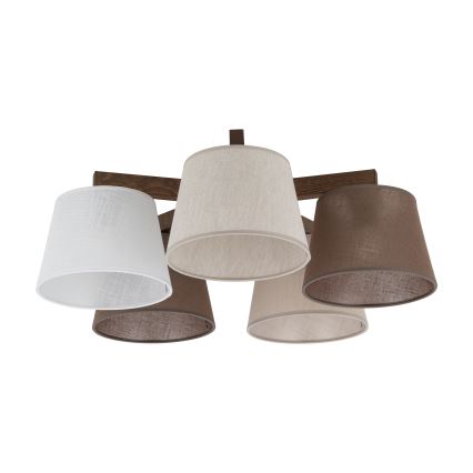 Brilagi - Påbygget lysekrone LATTE 5xE27/15W/230V fyrretræ/mix