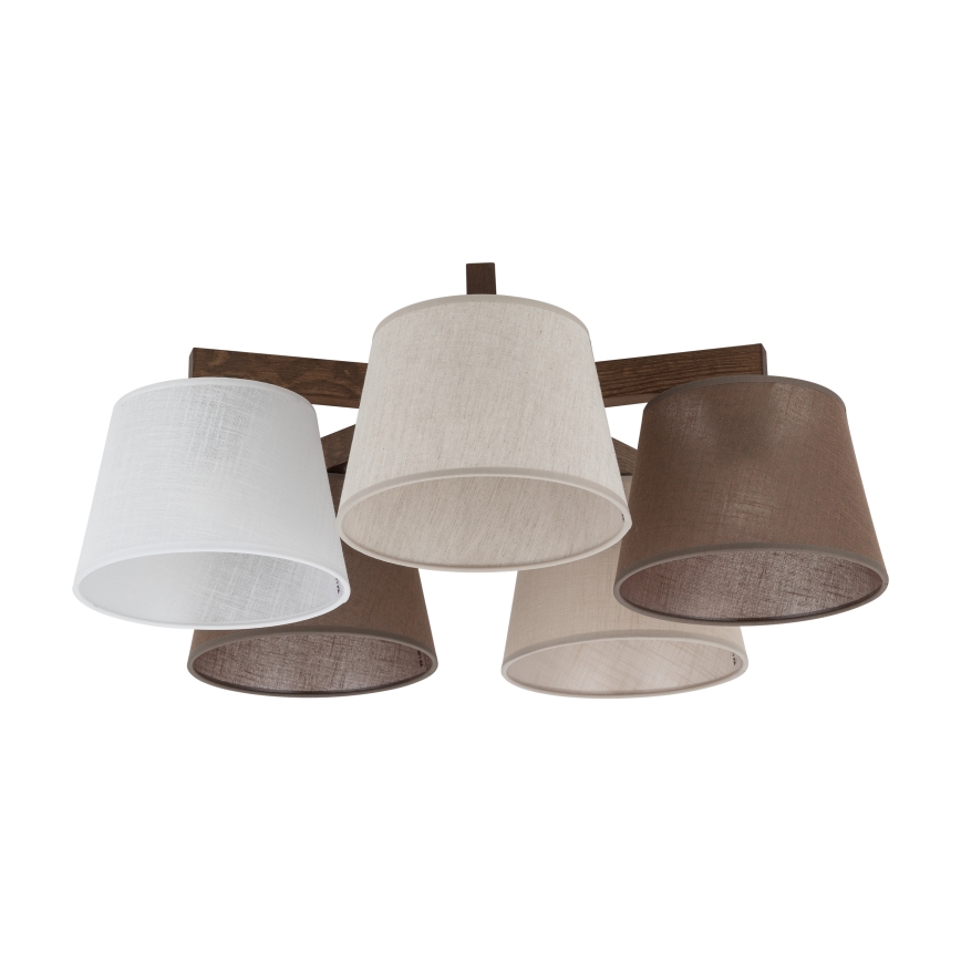 Brilagi - Påbygget lysekrone LATTE 5xE27/15W/230V fyrretræ/mix