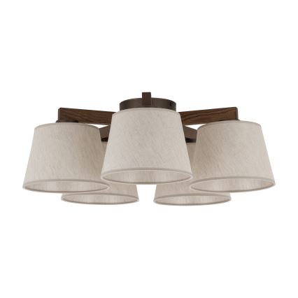 Brilagi - Påbygget lysekrone LATTE 5xE27/60W/230V fyrretræ/creme