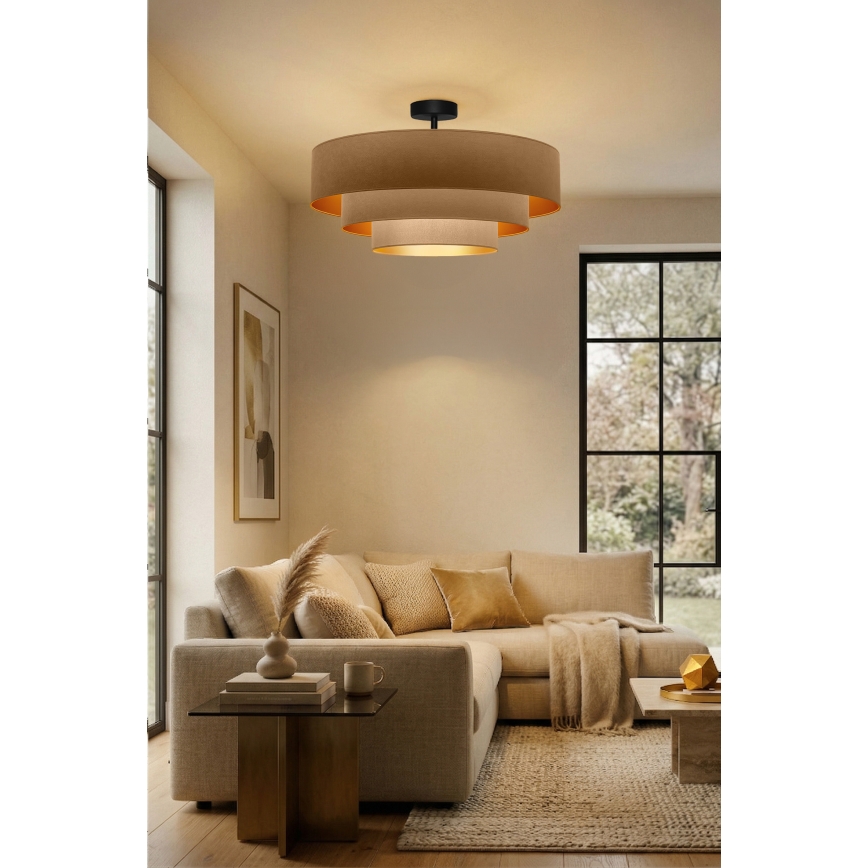 Brilagi - Påbygget lysekrone LUNETA 3xE27/60W/230V Ø 80 cm beige/guld