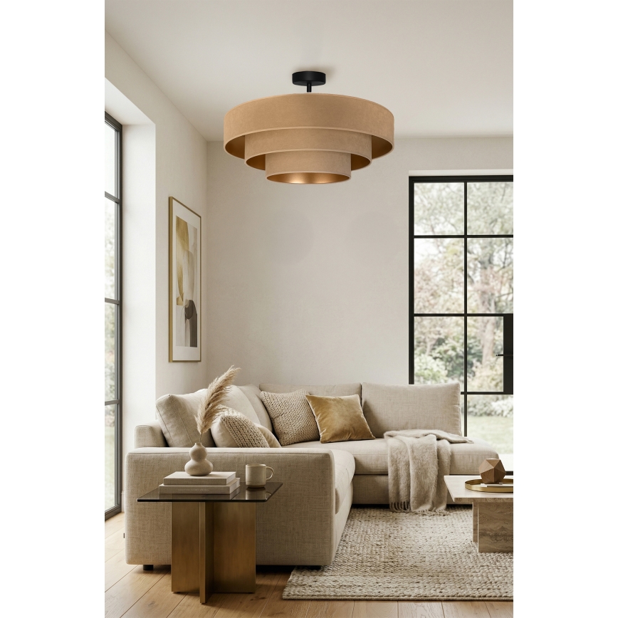 Brilagi - Påbygget lysekrone LUNETA 3xE27/60W/230V Ø 80 cm beige/guld