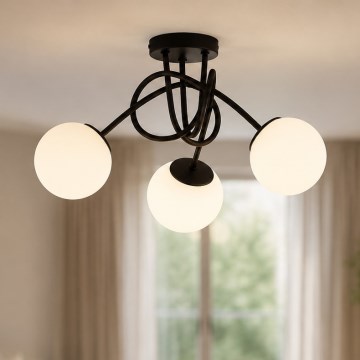 Brilagi - Påbygningsloftlampe MILO 3xE27/60W/230V sort