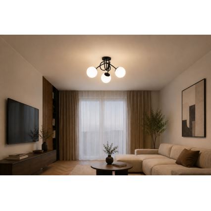 Brilagi - Påbygningsloftlampe MILO 3xE27/60W/230V sort