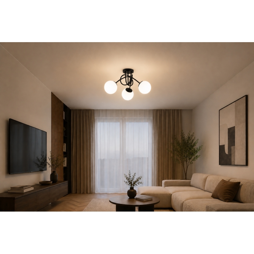 Brilagi - Påbygningsloftlampe MILO 3xE27/60W/230V sort