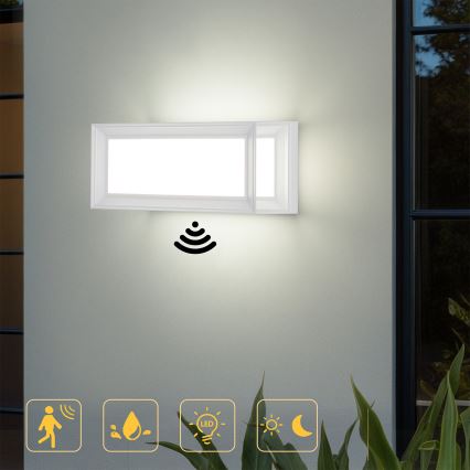 Brilagi - LED udendørs væglampe med sensor PARKER LED/12W/230V hvid IP44
