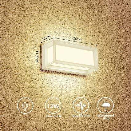 Brilagi - PARKER udendørs LED-væglampe 12W/230V hvid IP44