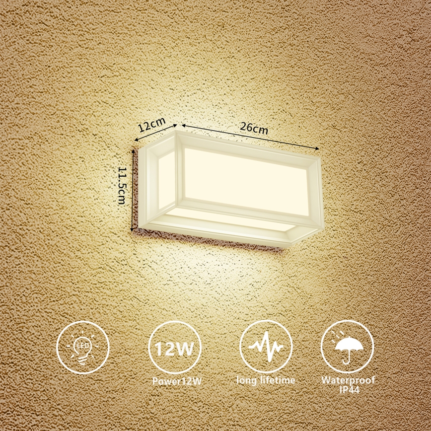 Brilagi - PARKER udendørs LED-væglampe 12W/230V hvid IP44