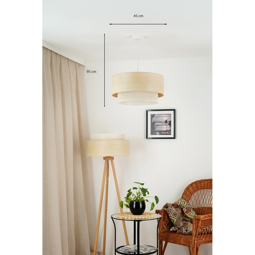 Brilagi - Pendel ARIZONA BOHO 1xE27/15W/230V diameter 45 cm beige/hvid
