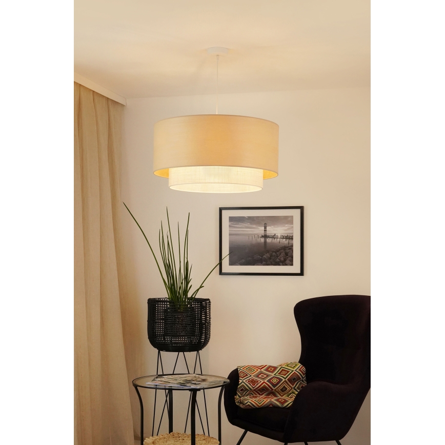 Brilagi - Pendel ARIZONA BOHO 1xE27/15W/230V diameter 60 cm beige/hvid