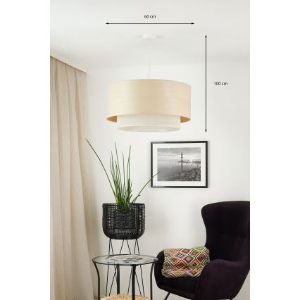 Brilagi - Pendel ARIZONA BOHO 1xE27/15W/230V diameter 60 cm beige/hvid