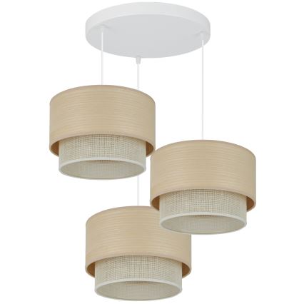Brilagi - Pendel ARIZONA BOHO 3xE27/15W/230V beige/hvid